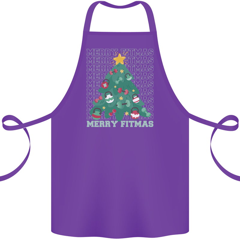 Fitness Merry Fitmas Christmas Tree Gym Cotton Apron 100% Organic Purple