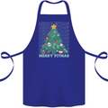 Fitness Merry Fitmas Christmas Tree Gym Cotton Apron 100% Organic Royal Blue