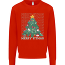 Fitness Merry Fitmas Christmas Tree Gym Kids Sweatshirt Jumper Bright Red