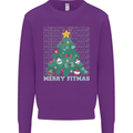 Fitness Merry Fitmas Christmas Tree Gym Kids Sweatshirt Jumper Purple