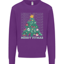 Fitness Merry Fitmas Christmas Tree Gym Kids Sweatshirt Jumper Purple