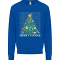 Fitness Merry Fitmas Christmas Tree Gym Kids Sweatshirt Jumper Royal Blue