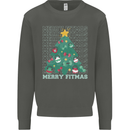 Fitness Merry Fitmas Christmas Tree Gym Kids Sweatshirt Jumper Storm Grey