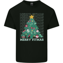 Fitness Merry Fitmas Christmas Tree Gym Kids T-Shirt Childrens Black