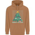 Fitness Merry Fitmas Christmas Tree Gym Mens 80% Cotton Hoodie Caramel Latte
