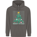 Fitness Merry Fitmas Christmas Tree Gym Mens 80% Cotton Hoodie Charcoal