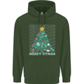 Fitness Merry Fitmas Christmas Tree Gym Mens 80% Cotton Hoodie Forest Green