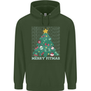Fitness Merry Fitmas Christmas Tree Gym Mens 80% Cotton Hoodie Forest Green