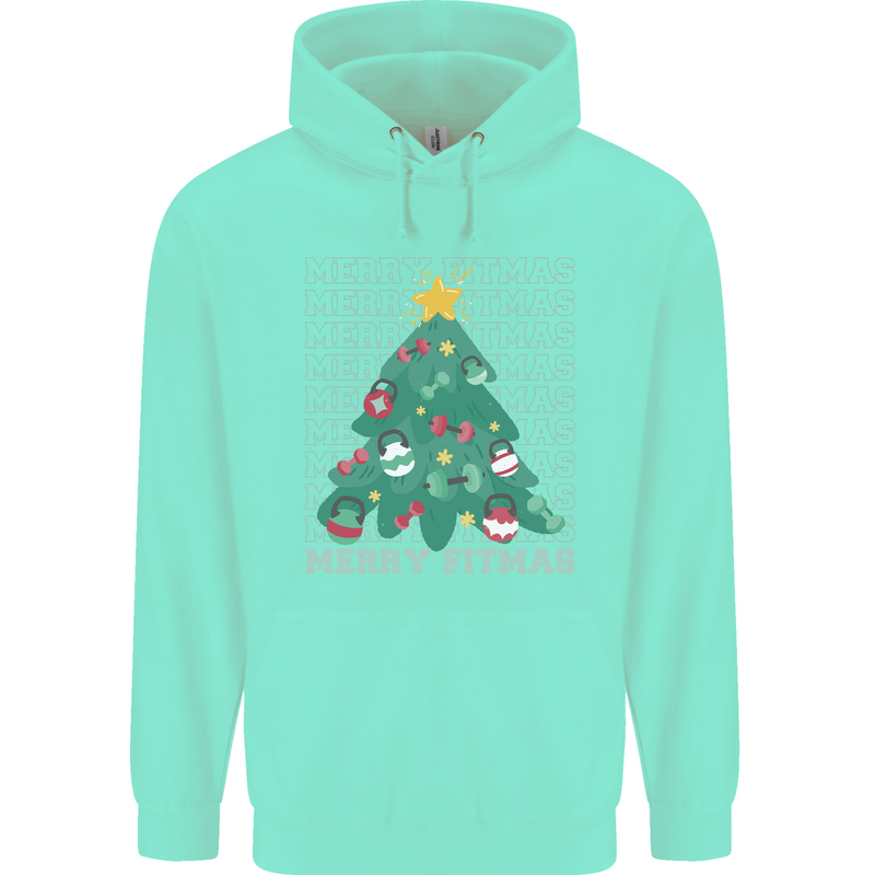 Fitness Merry Fitmas Christmas Tree Gym Mens 80% Cotton Hoodie Peppermint