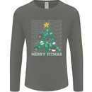 Fitness Merry Fitmas Christmas Tree Gym Mens Long Sleeve T-Shirt Charcoal