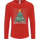 Fitness Merry Fitmas Christmas Tree Gym Mens Long Sleeve T-Shirt Red