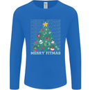 Fitness Merry Fitmas Christmas Tree Gym Mens Long Sleeve T-Shirt Royal Blue
