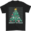 Fitness Merry Fitmas Christmas Tree Gym Mens T-Shirt Cotton Gildan Black