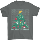 Fitness Merry Fitmas Christmas Tree Gym Mens T-Shirt Cotton Gildan Charcoal