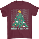 Fitness Merry Fitmas Christmas Tree Gym Mens T-Shirt Cotton Gildan Maroon