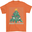 Fitness Merry Fitmas Christmas Tree Gym Mens T-Shirt Cotton Gildan Orange