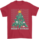 Fitness Merry Fitmas Christmas Tree Gym Mens T-Shirt Cotton Gildan Red
