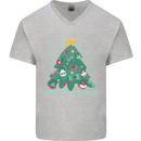 Fitness Merry Fitmas Christmas Tree Gym Mens V-Neck Cotton T-Shirt Sports Grey