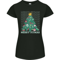 Fitness Merry Fitmas Christmas Tree Gym Womens Petite Cut T-Shirt Black