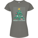Fitness Merry Fitmas Christmas Tree Gym Womens Petite Cut T-Shirt Charcoal