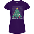 Fitness Merry Fitmas Christmas Tree Gym Womens Petite Cut T-Shirt Purple
