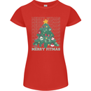 Fitness Merry Fitmas Christmas Tree Gym Womens Petite Cut T-Shirt Red