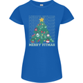 Fitness Merry Fitmas Christmas Tree Gym Womens Petite Cut T-Shirt Royal Blue