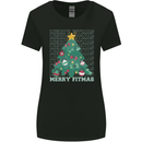 Fitness Merry Fitmas Christmas Tree Gym Womens Wider Cut T-Shirt Black