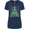 Fitness Merry Fitmas Christmas Tree Gym Womens Wider Cut T-Shirt Navy Blue