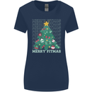 Fitness Merry Fitmas Christmas Tree Gym Womens Wider Cut T-Shirt Navy Blue