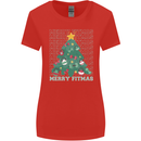 Fitness Merry Fitmas Christmas Tree Gym Womens Wider Cut T-Shirt Red