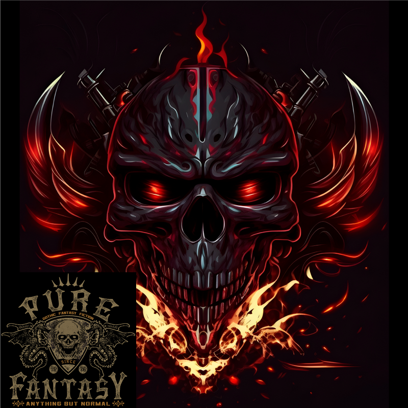 An Evil Flame Skull Biker Fantasy Heavy Metal Mens Cotton T-Shirt Tee Top