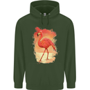 Flamingo Painting Childrens Kids Hoodie Forest Green