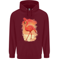 Flamingo Painting Childrens Kids Hoodie Maroon