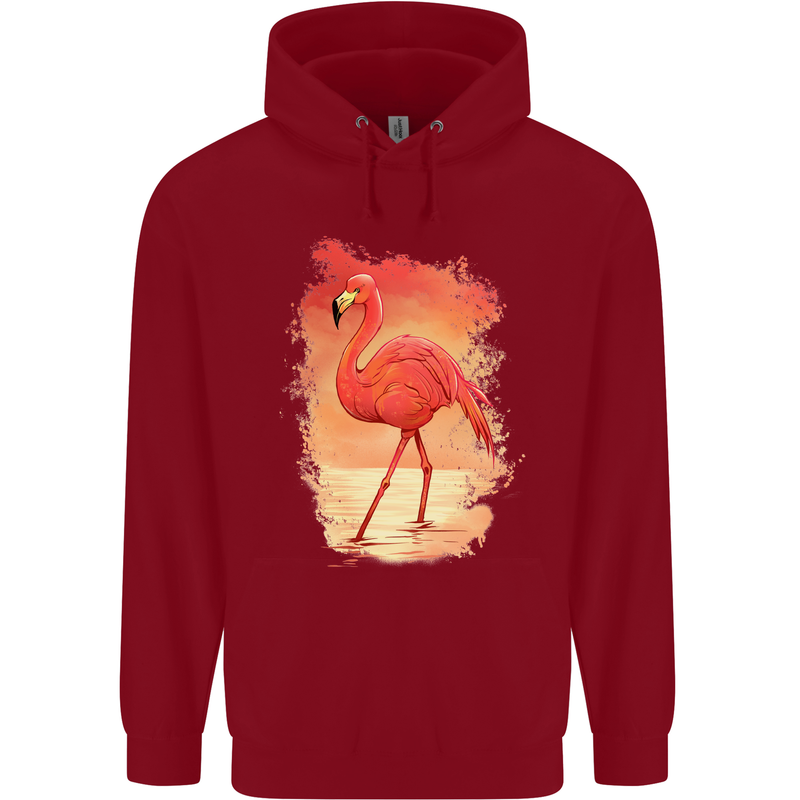 Flamingo Painting Childrens Kids Hoodie Red