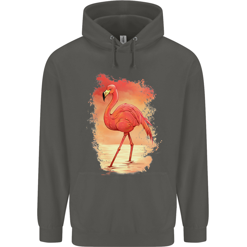 Flamingo Painting Childrens Kids Hoodie Storm Grey