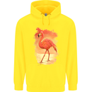 Flamingo Painting Childrens Kids Hoodie Yellow