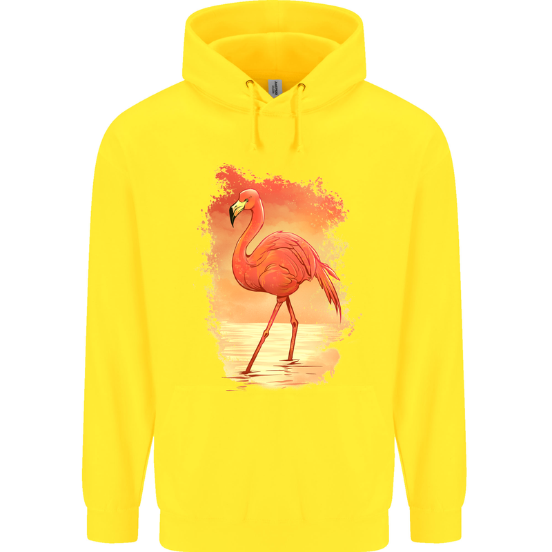 Flamingo Painting Childrens Kids Hoodie Yellow