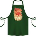 Flamingo Painting Cotton Apron 100% Organic Forest Green