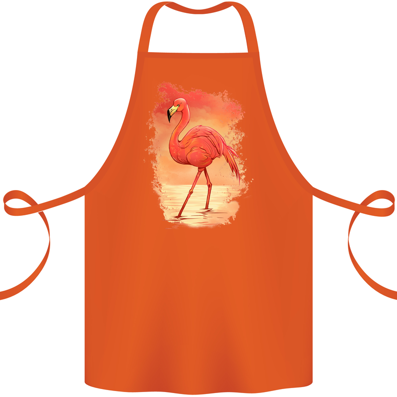 Flamingo Painting Cotton Apron 100% Organic Orange