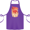 Flamingo Painting Cotton Apron 100% Organic Purple