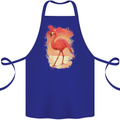 Flamingo Painting Cotton Apron 100% Organic Royal Blue