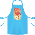 Flamingo Painting Cotton Apron 100% Organic Turquoise