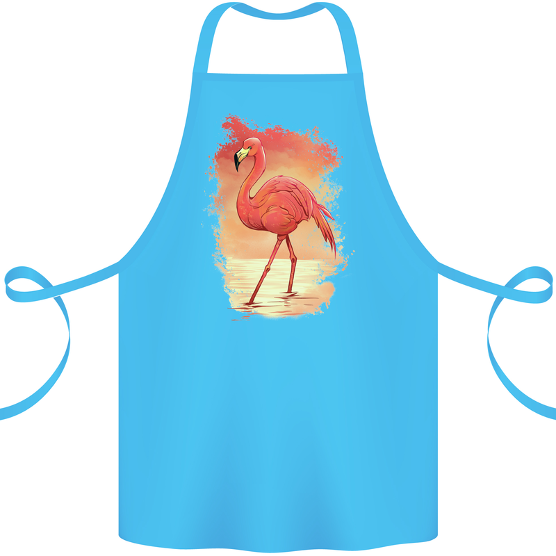 Flamingo Painting Cotton Apron 100% Organic Turquoise