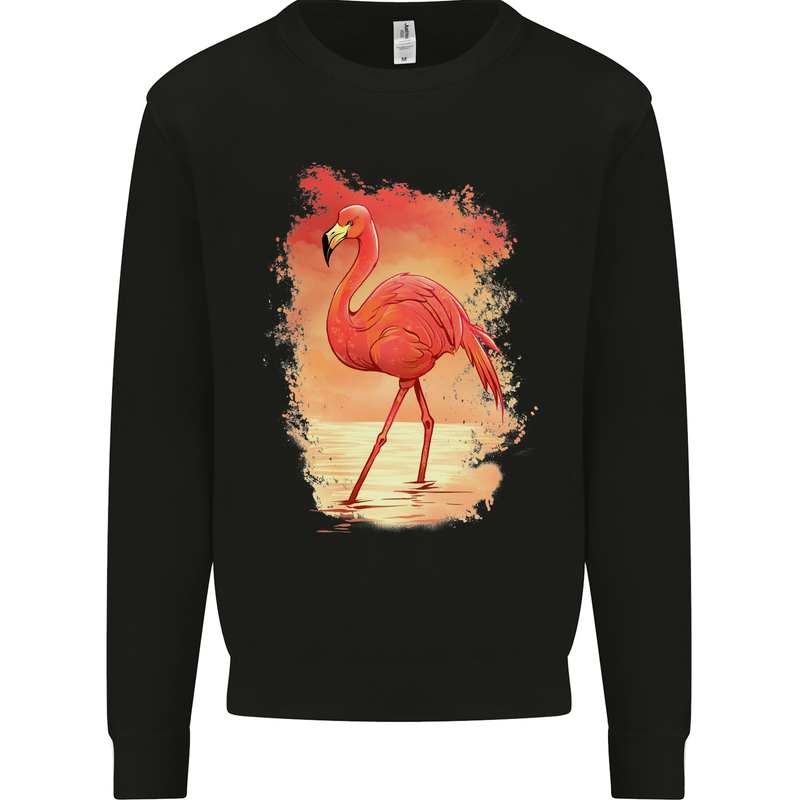 Flamingo Painting Kids Sweatshirt Jumper Black