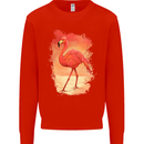 Flamingo Painting Kids Sweatshirt Jumper Bright Red