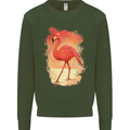 Flamingo Painting Kids Sweatshirt Jumper Forest Green