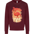 Flamingo Painting Kids Sweatshirt Jumper Maroon