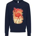 Flamingo Painting Kids Sweatshirt Jumper Navy Blue