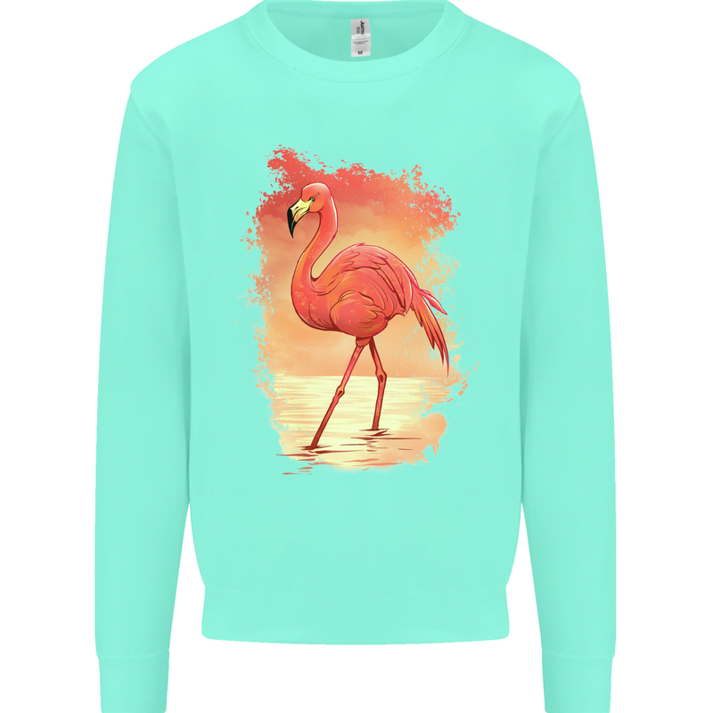 Flamingo Painting Kids Sweatshirt Jumper Peppermint